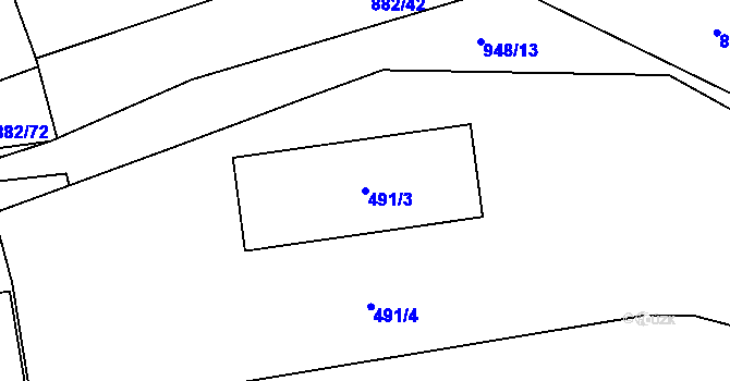 Parcela st. 491/3 v KÚ Loučka u Nového Jičína, Katastrální mapa