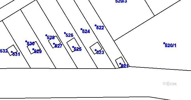 Parcela st. 523 v KÚ Loučka u Nového Jičína, Katastrální mapa