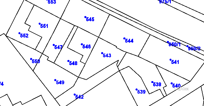 Parcela st. 543 v KÚ Loučka u Nového Jičína, Katastrální mapa