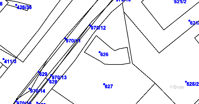 Parcela st. 626 v KÚ Loučka u Nového Jičína, Katastrální mapa