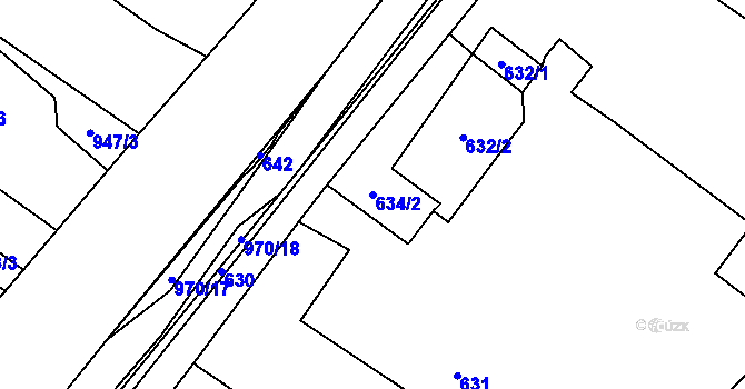 Parcela st. 634/2 v KÚ Loučka u Nového Jičína, Katastrální mapa