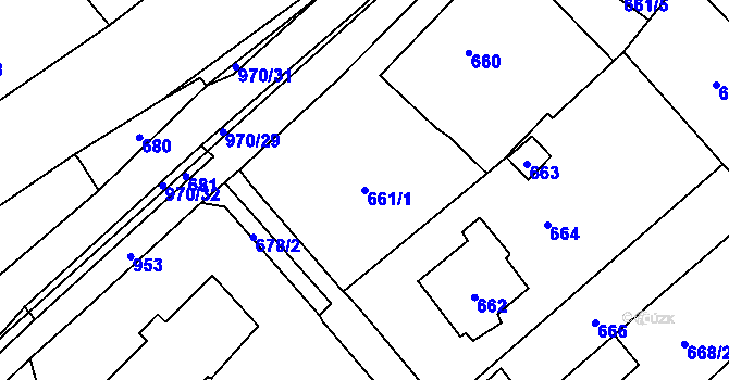 Parcela st. 661/1 v KÚ Loučka u Nového Jičína, Katastrální mapa