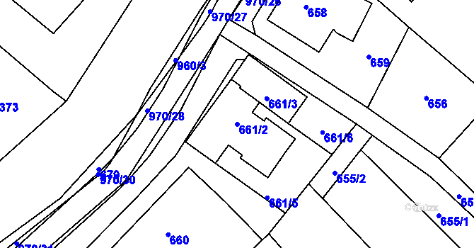 Parcela st. 661/2 v KÚ Loučka u Nového Jičína, Katastrální mapa