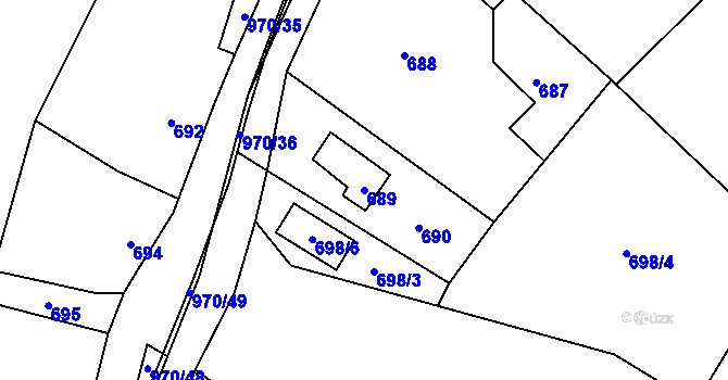 Parcela st. 689 v KÚ Loučka u Nového Jičína, Katastrální mapa
