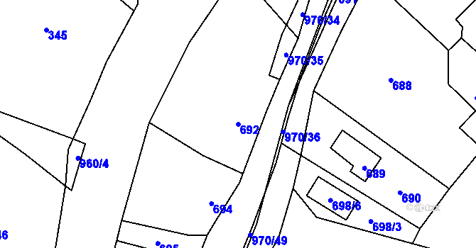 Parcela st. 692 v KÚ Loučka u Nového Jičína, Katastrální mapa