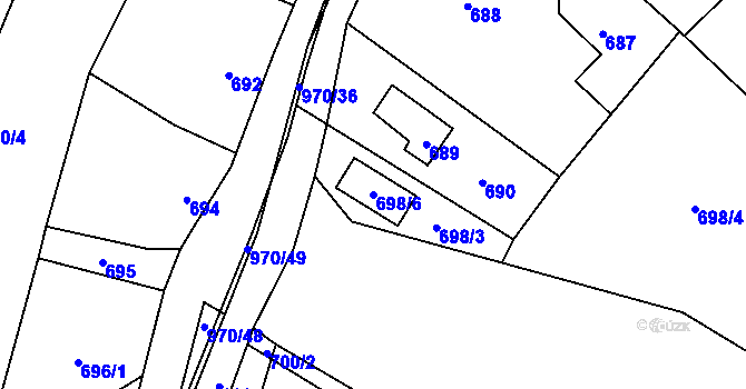 Parcela st. 698/6 v KÚ Loučka u Nového Jičína, Katastrální mapa