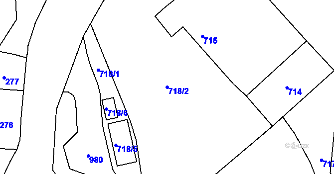Parcela st. 718/2 v KÚ Loučka u Nového Jičína, Katastrální mapa