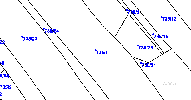 Parcela st. 735/1 v KÚ Loučka u Nového Jičína, Katastrální mapa