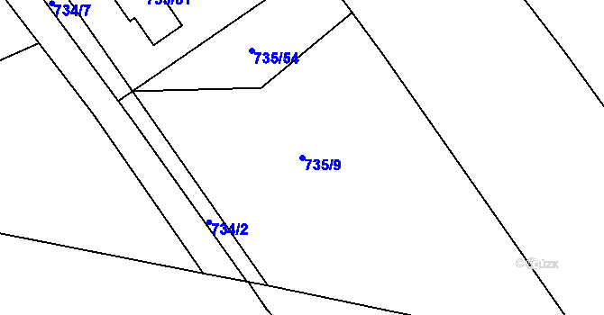 Parcela st. 735/9 v KÚ Loučka u Nového Jičína, Katastrální mapa