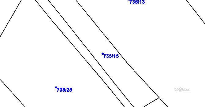 Parcela st. 735/15 v KÚ Loučka u Nového Jičína, Katastrální mapa
