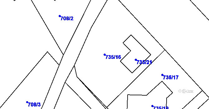 Parcela st. 735/16 v KÚ Loučka u Nového Jičína, Katastrální mapa