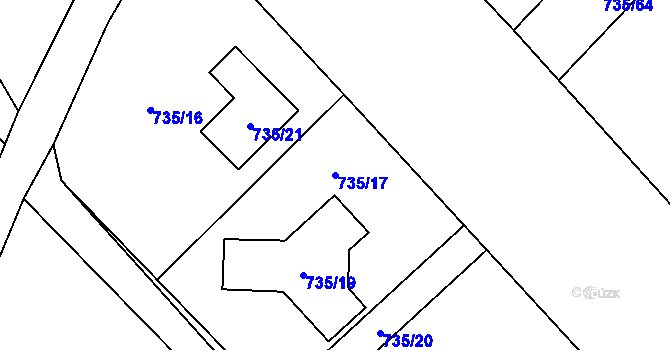 Parcela st. 735/17 v KÚ Loučka u Nového Jičína, Katastrální mapa