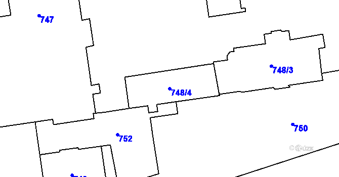 Parcela st. 748/4 v KÚ Loučka u Nového Jičína, Katastrální mapa