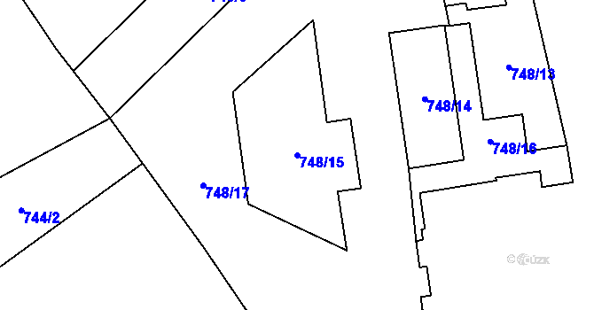 Parcela st. 748/15 v KÚ Loučka u Nového Jičína, Katastrální mapa