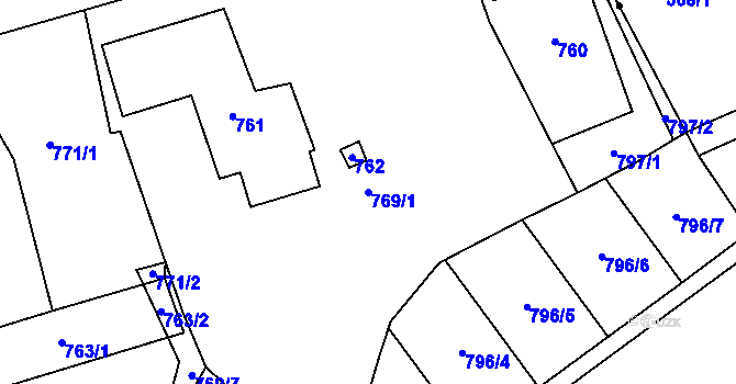 Parcela st. 769/1 v KÚ Loučka u Nového Jičína, Katastrální mapa