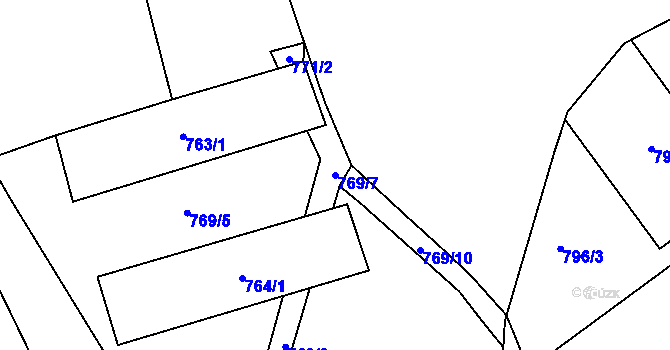 Parcela st. 769/7 v KÚ Loučka u Nového Jičína, Katastrální mapa