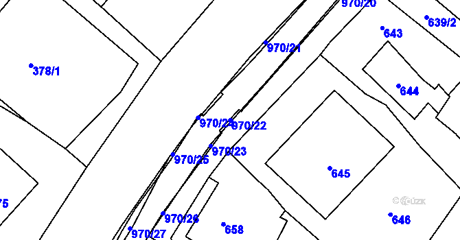 Parcela st. 970/22 v KÚ Loučka u Nového Jičína, Katastrální mapa
