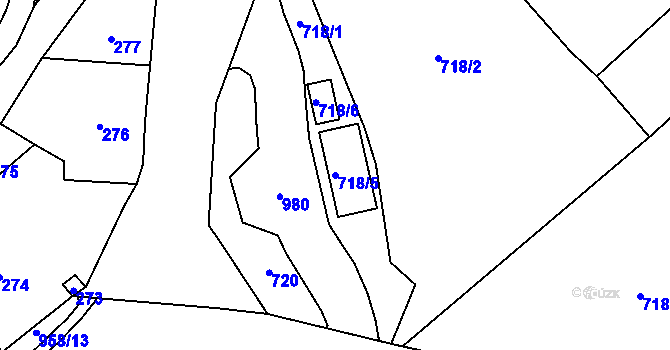 Parcela st. 718/5 v KÚ Loučka u Nového Jičína, Katastrální mapa