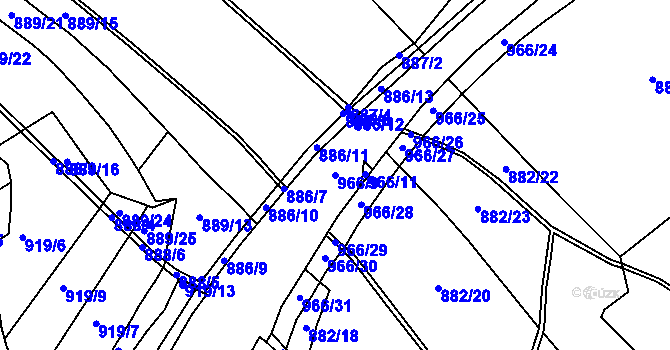 Parcela st. 966/9 v KÚ Loučka u Nového Jičína, Katastrální mapa