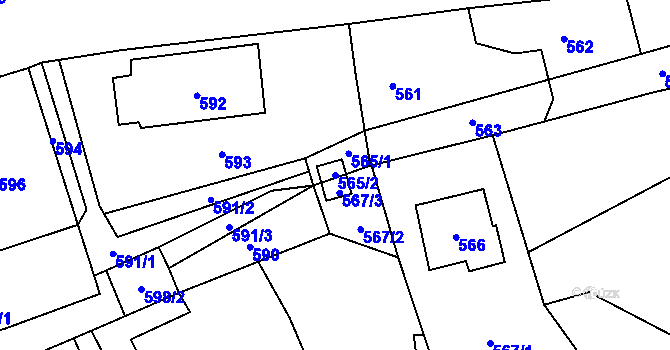 Parcela st. 565/2 v KÚ Loučka u Nového Jičína, Katastrální mapa