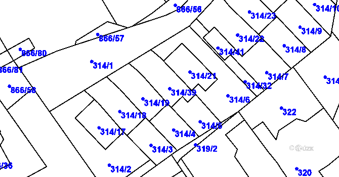 Parcela st. 314/39 v KÚ Loučka u Nového Jičína, Katastrální mapa