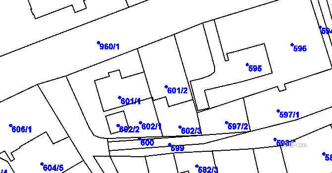 Parcela st. 601/2 v KÚ Loučka u Nového Jičína, Katastrální mapa