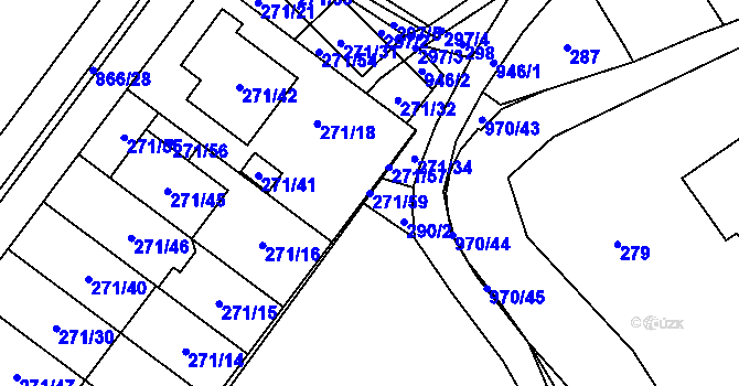 Parcela st. 271/59 v KÚ Loučka u Nového Jičína, Katastrální mapa