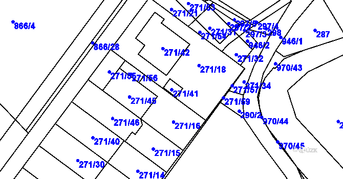 Parcela st. 271/41 v KÚ Loučka u Nového Jičína, Katastrální mapa