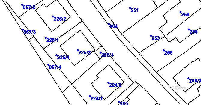 Parcela st. 225/4 v KÚ Loučka u Nového Jičína, Katastrální mapa