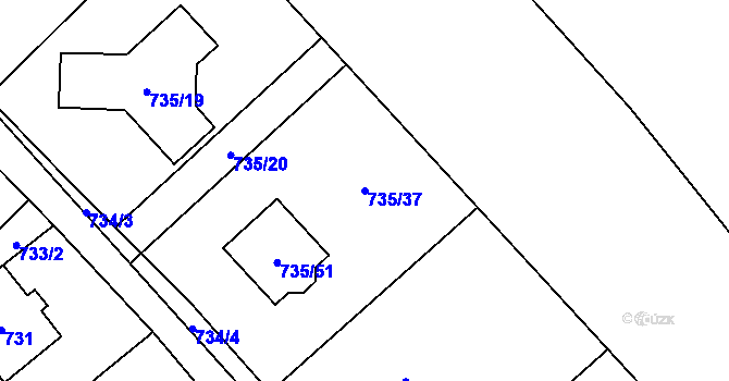 Parcela st. 735/37 v KÚ Loučka u Nového Jičína, Katastrální mapa