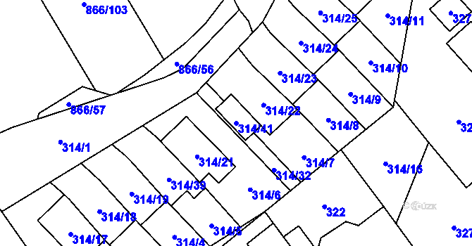 Parcela st. 314/41 v KÚ Loučka u Nového Jičína, Katastrální mapa