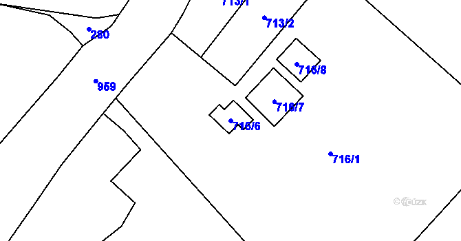 Parcela st. 716/6 v KÚ Loučka u Nového Jičína, Katastrální mapa