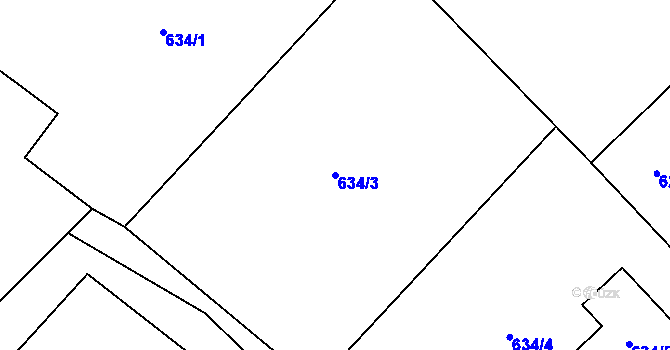 Parcela st. 634/3 v KÚ Loučka u Nového Jičína, Katastrální mapa