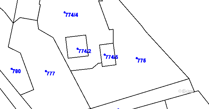 Parcela st. 774/5 v KÚ Loučka u Nového Jičína, Katastrální mapa