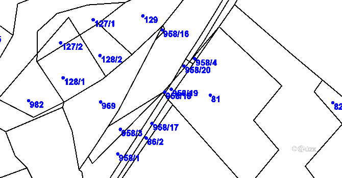 Parcela st. 958/19 v KÚ Loučka u Nového Jičína, Katastrální mapa