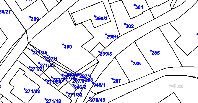 Parcela st. 299/3 v KÚ Loučka u Nového Jičína, Katastrální mapa