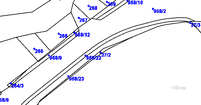 Parcela st. 37/2 v KÚ Loučka u Nového Jičína, Katastrální mapa