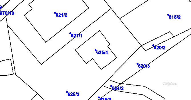 Parcela st. 625/4 v KÚ Loučka u Nového Jičína, Katastrální mapa