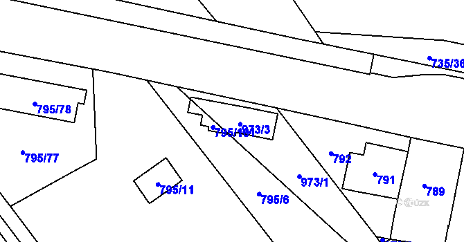 Parcela st. 973/4 v KÚ Loučka u Nového Jičína, Katastrální mapa