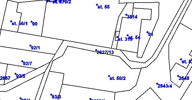 Parcela st. 2627/13 v KÚ Loučka, Katastrální mapa