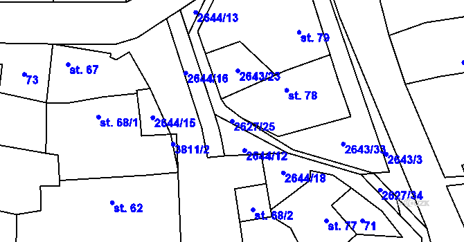Parcela st. 2627/25 v KÚ Loučka, Katastrální mapa