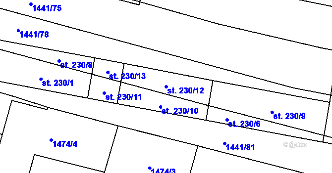 Parcela st. 230/12 v KÚ Loučka, Katastrální mapa