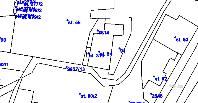 Parcela st. 54 v KÚ Loučka, Katastrální mapa