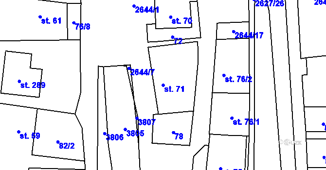 Parcela st. 71 v KÚ Loučka, Katastrální mapa