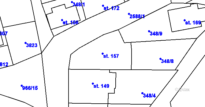 Parcela st. 157 v KÚ Loučka, Katastrální mapa