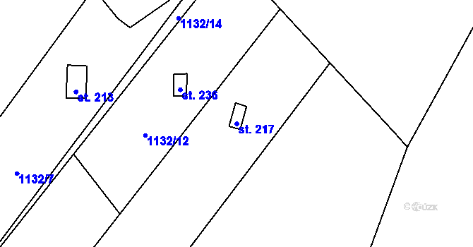 Parcela st. 217 v KÚ Loučka, Katastrální mapa