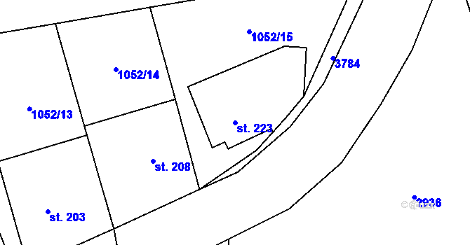 Parcela st. 223 v KÚ Loučka, Katastrální mapa