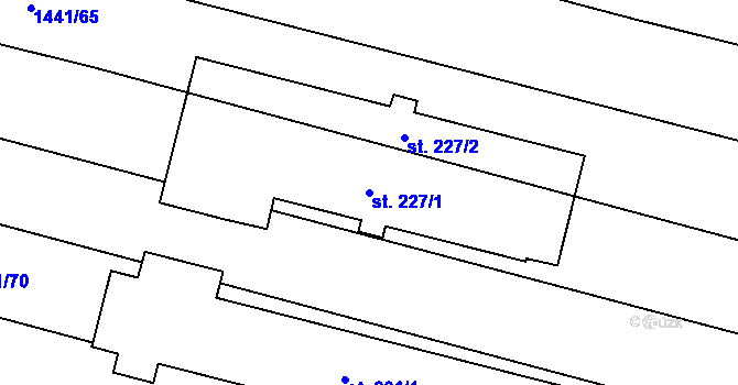 Parcela st. 227/1 v KÚ Loučka, Katastrální mapa