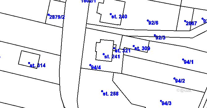 Parcela st. 241 v KÚ Loučka, Katastrální mapa