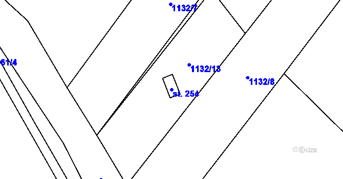 Parcela st. 254 v KÚ Loučka, Katastrální mapa